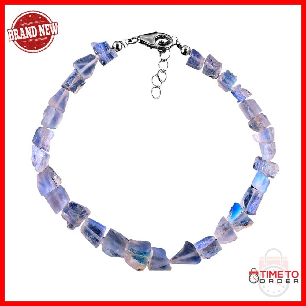 Raw Gemstone Sterling Silver Bracelet Minimal Healing Crystals Dainty Jewelry - Picture 1 of 7